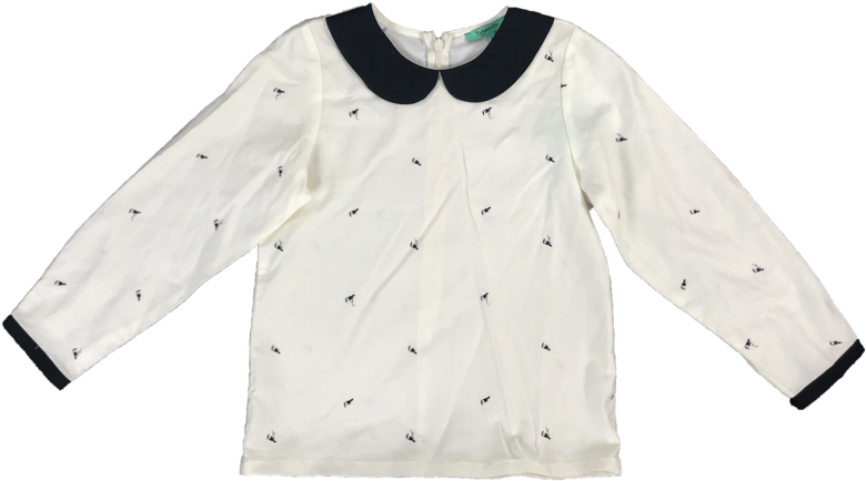 Nitzarella White Tucan Print Collared Top - Sweater (800x452), Png Download