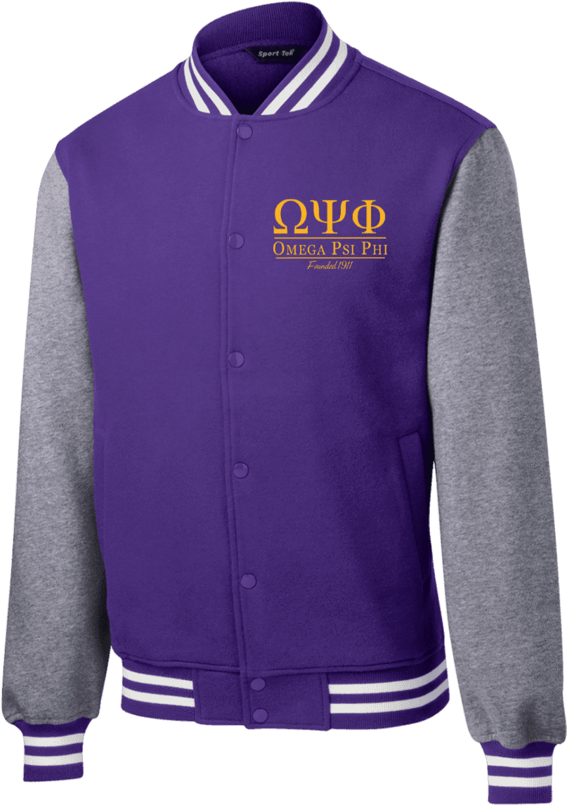 Omega Psi Phi Fleece Letterman Jacket - Sport-tek Men's Fleece Letterman Jacket St270 (1155x1155), Png Download