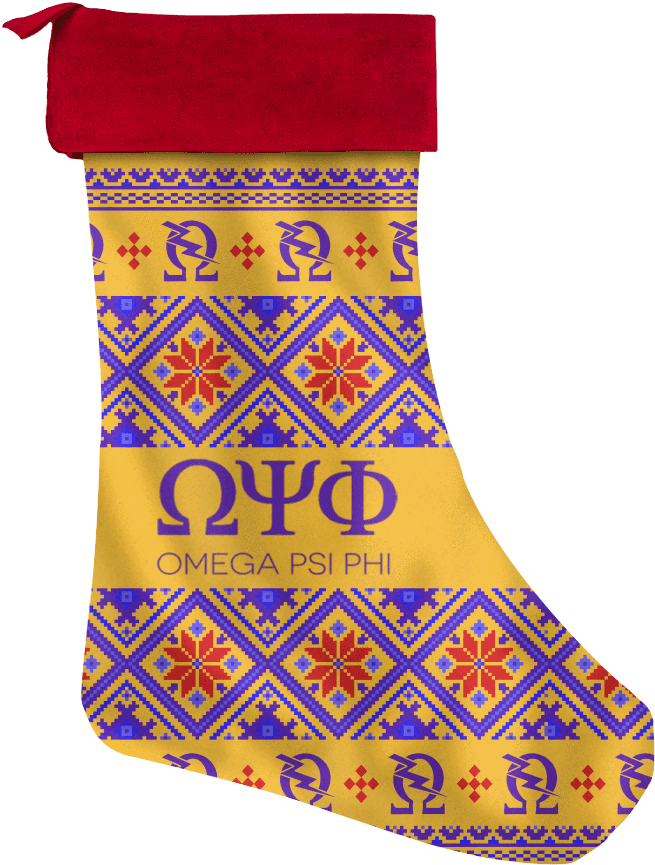 Omega Psi Phi Christmas Stocking Unique Greek Store - Christmas Stocking (1024x1024), Png Download