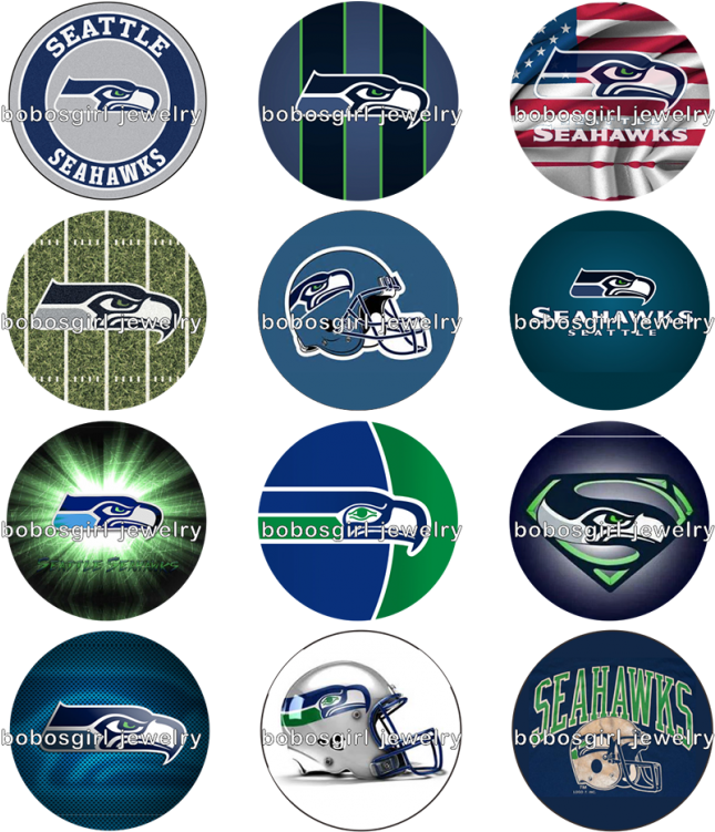 Seattle Seahawks Glass Snap Button Jewelry Charm Popper - Seattle Seahawks (750x750), Png Download