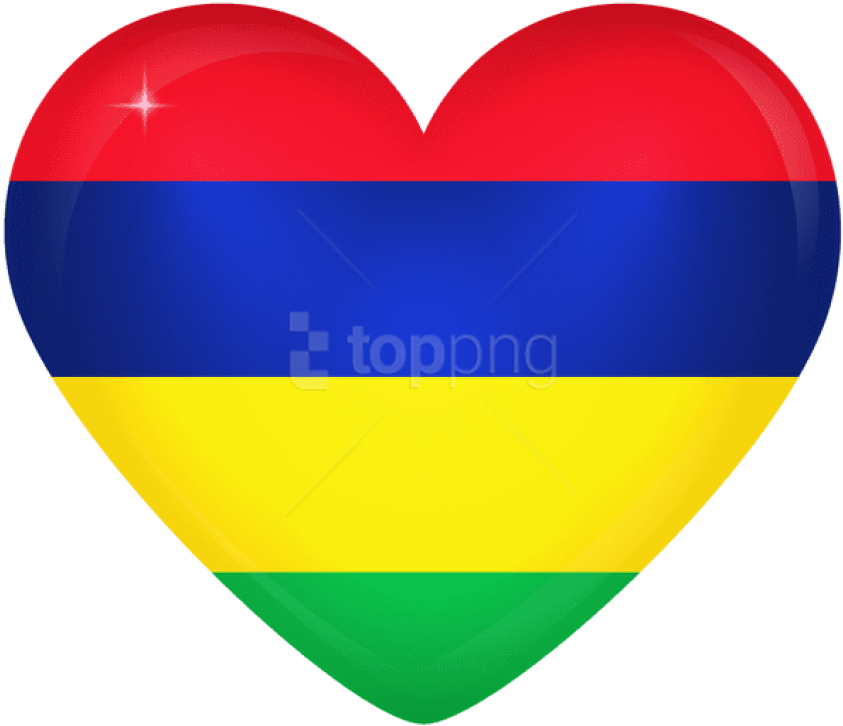 Free Png Download Mauritius Large Heart Flag Clipart - Mauritius Flag Heart (850x739), Png Download