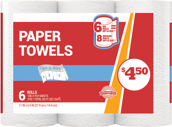 Value Opt A Size Paper Towels 6 Big Rolls - Toilet Tissue Family Dollar (750x750), Png Download