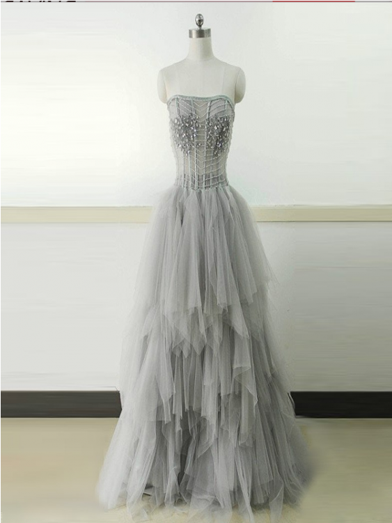 Grey Prom Dresses, Long Prom Dresses, Prom Dresses - Gown (750x750), Png Download