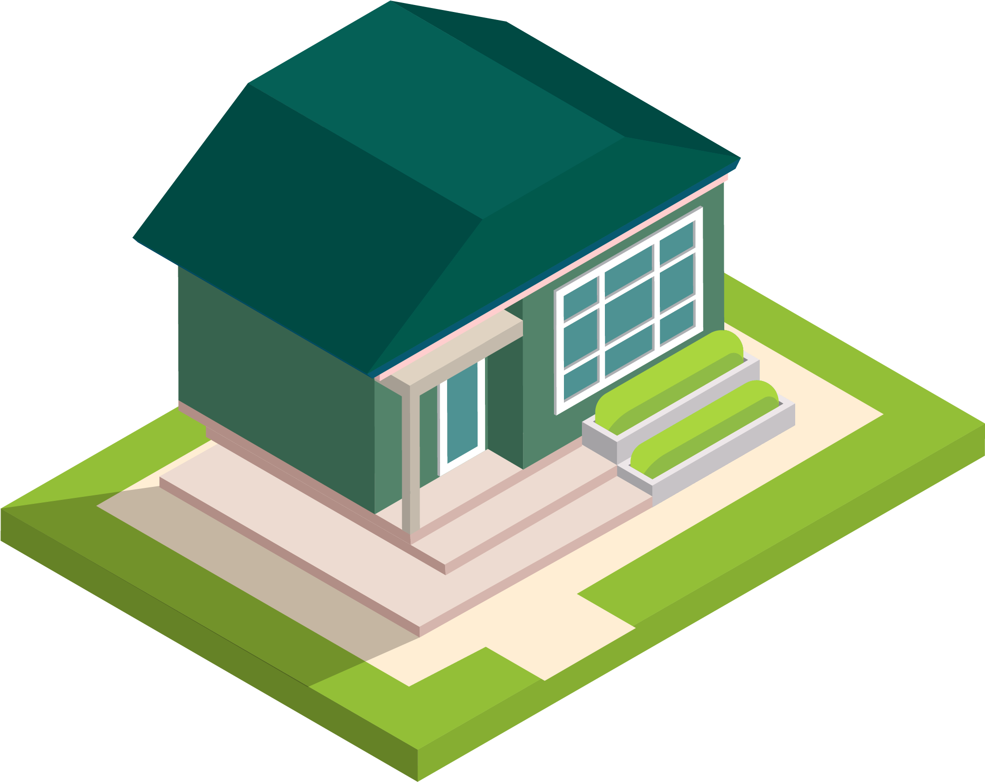 5d Villa Building Lawn Png And Vector Image - House (2501x2501), Png Download
