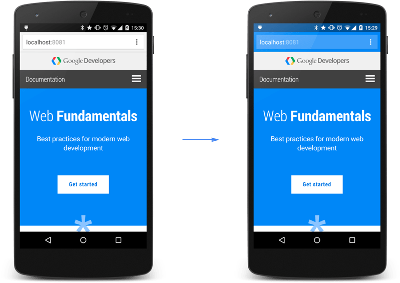 Theme Colors Styling The Address Bar In Chrome - Progressive Web Apps Example (894x686), Png Download