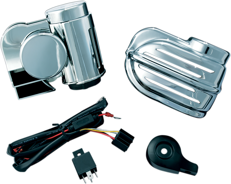 Kuryakyn Chrome Bad Boy Air Horn 86-16 Harley Dyna - Wolo Bad Boy Air Horns For Harley (978x780), Png Download