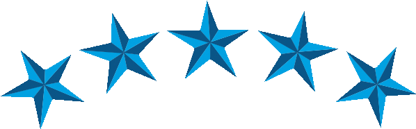 Five Star Reviews - Five Blue Stars Png (663x250), Png Download