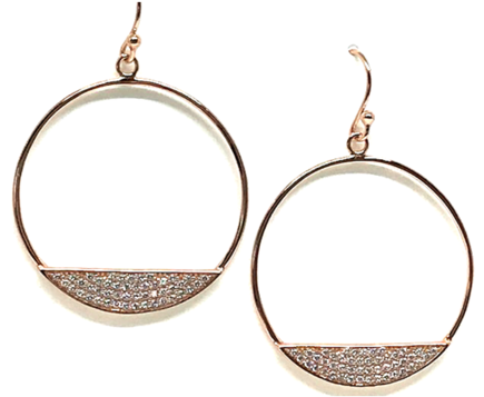 Hoop With Pave Half Circle - Gold (480x471), Png Download