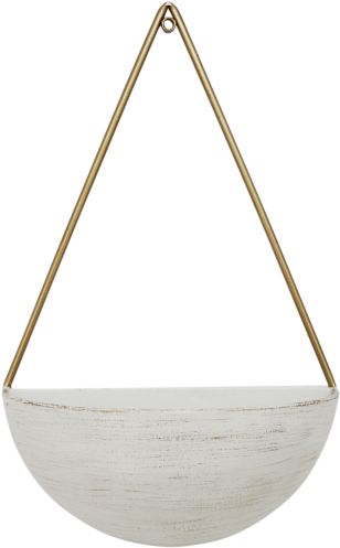 Half Circle White Gold Hanging Planter 38cm - Gold (500x500), Png Download