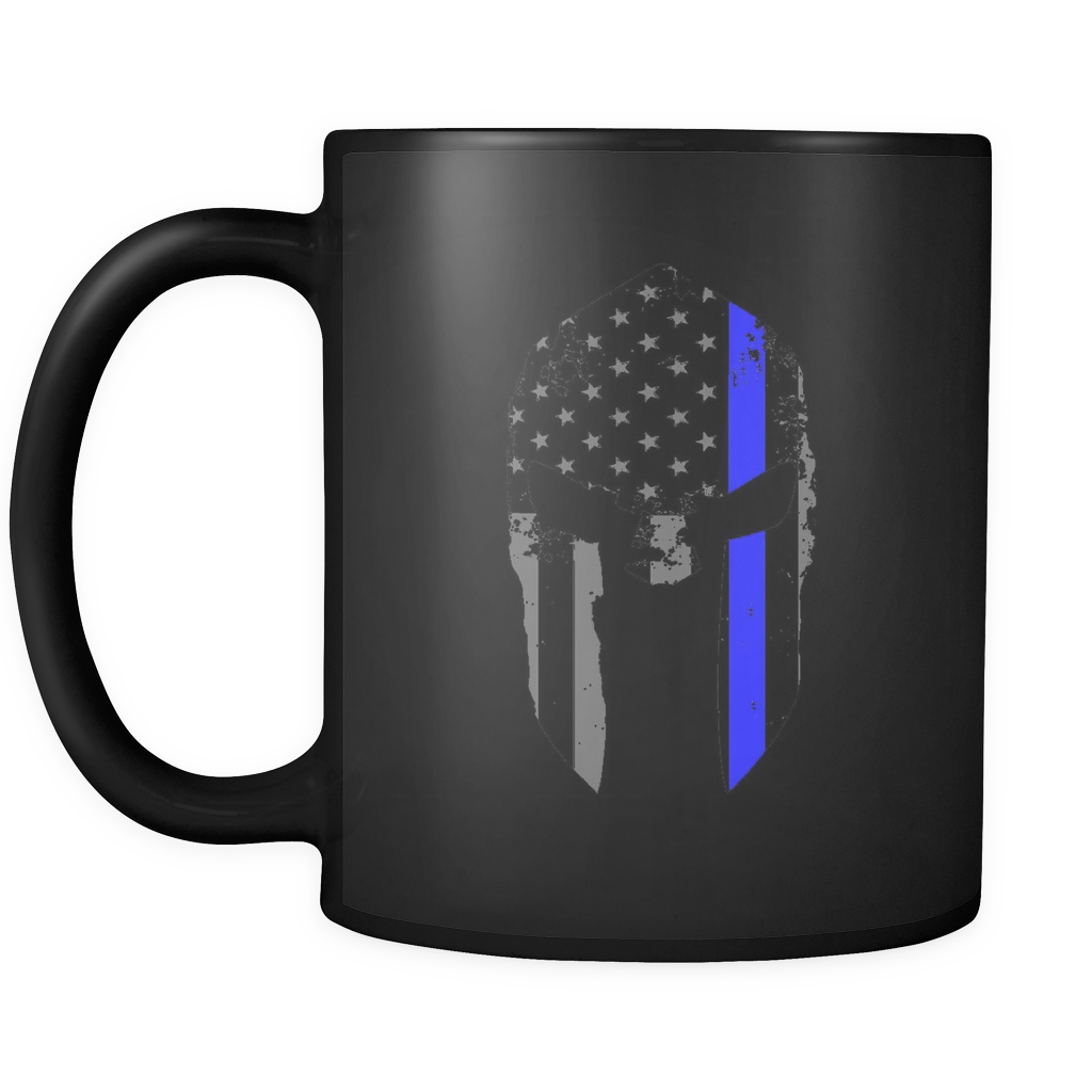 Spartan Helmet Thin Blue Line Flag Mug - K9 Police Coffee Mugs (1024x1024), Png Download