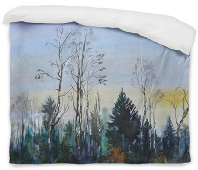 Landscape With Forest - Watercolor Painting (400x400), Png Download