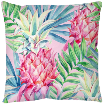 Watercolor Pineapple Fruit Seamless Pattern Floor Pillow - Pink Pineapple Water Color (400x400), Png Download