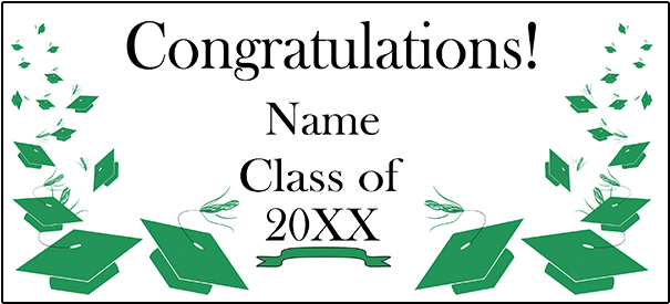 Personalized Green Mortarboard Banner Party Supplies - Black Mortarboard Grad Door Banner (630x630), Png Download