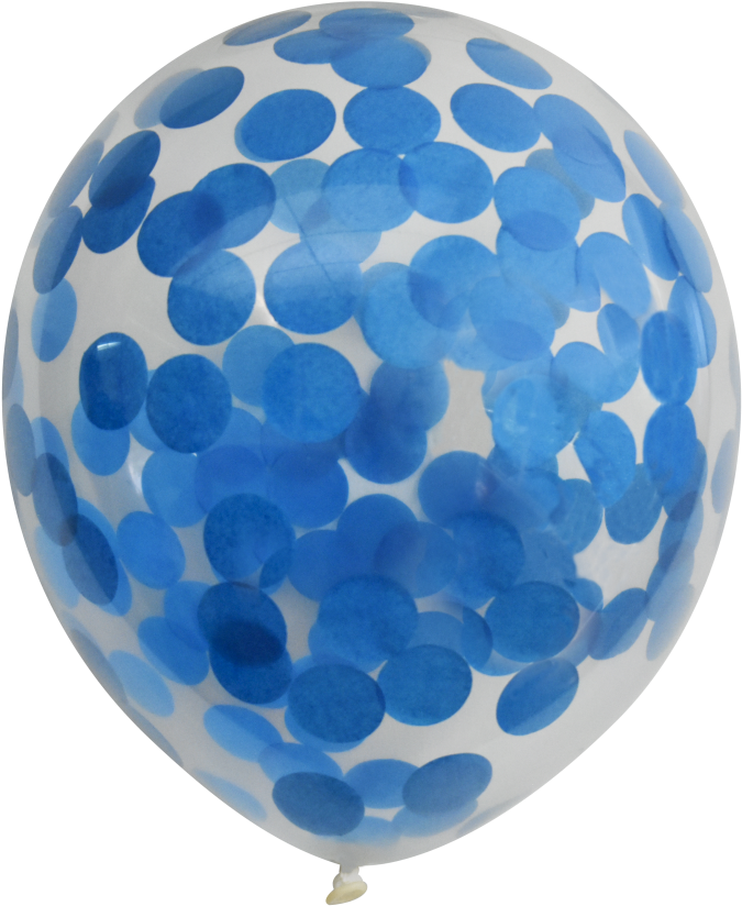 Clear Balloons With Blue Confetti Pack Of - Balloon (749x900), Png Download