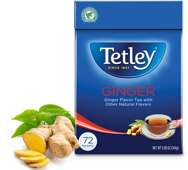 Black Tea Ginger - Tetley 160 Tea Bags (635x570), Png Download