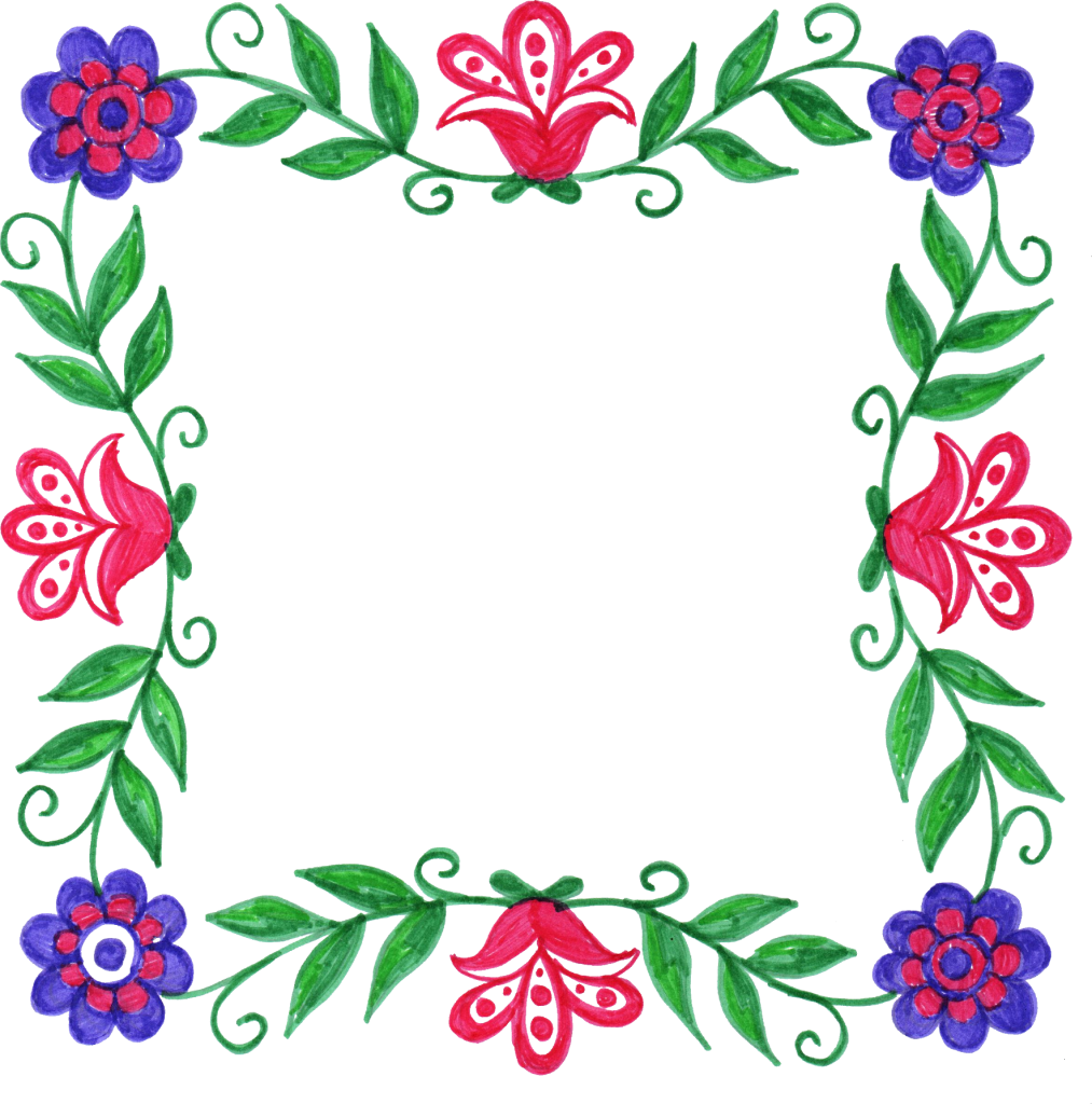 Flower Frame Colorful Png Transparent Onlygfx - Portable Network Graphics (1013x1024), Png Download
