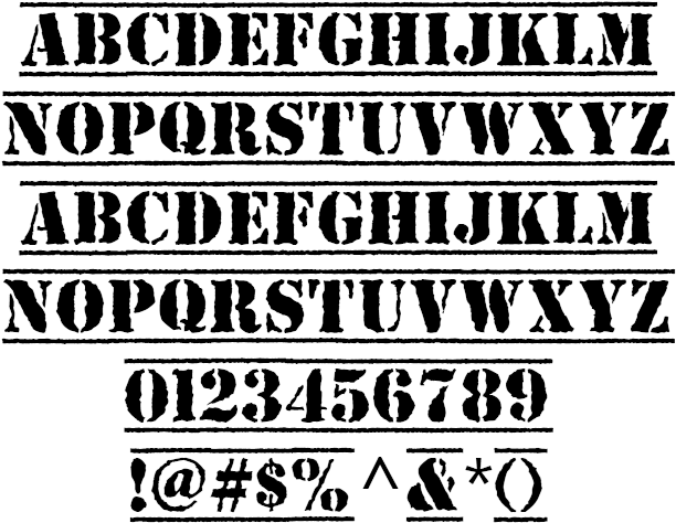 Stencil Typewriter All Caps Heavy Military Top Secret - Battlestar Font (613x490), Png Download