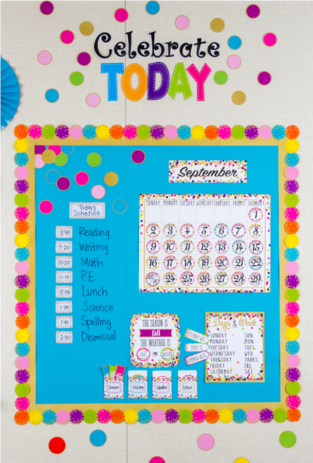 Confetti Colorful Circles Mini Accents Alternate Image - Confetti Calendar Bulletin Board (900x900), Png Download