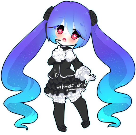 Infinity Miku By Invokersama On Deviantart Png Black - Hatsune Miku Infinity Chibi (600x600), Png Download