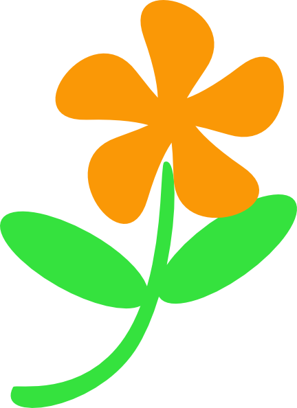 Orange Flower Png Image Clipartu200b - Flower With Stem Clipart (432x594), Png Download