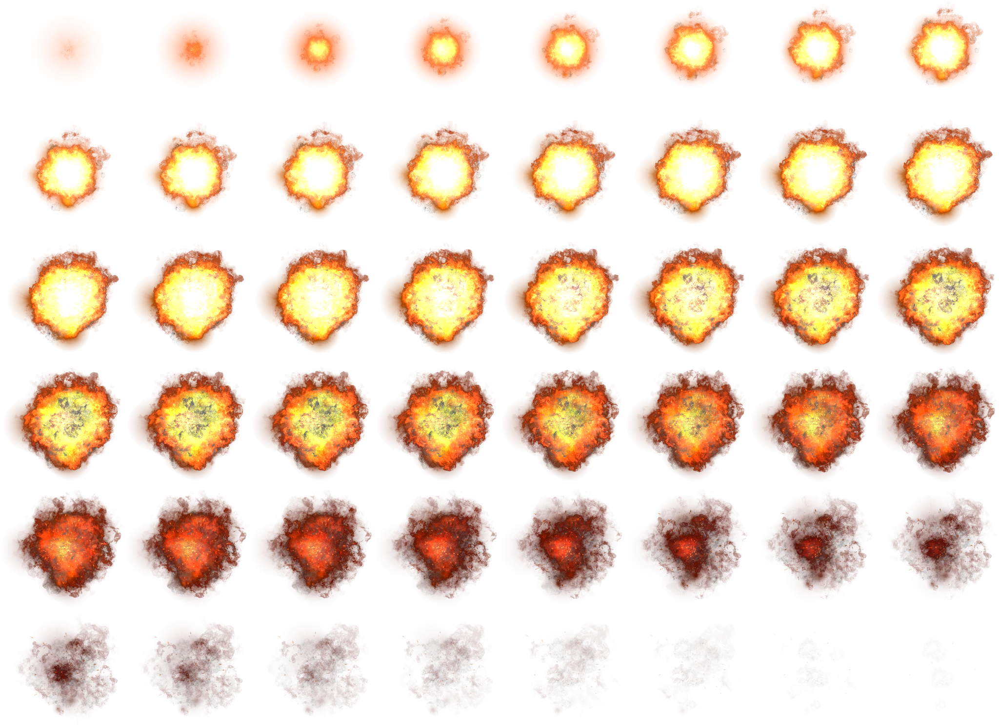 Drawn Explosions Sprite - Explosion Sprite Sheet Doom (2048x1536), Png Download