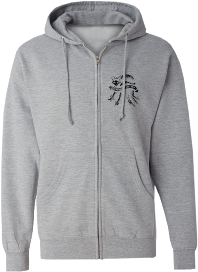 Explosions In The Sky 'fox' Zip Hoodie - Grey Basic Zip Hoodie (600x600), Png Download