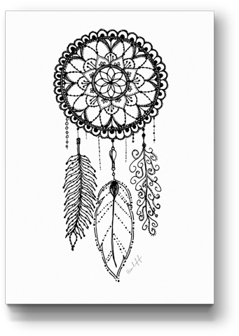 Atrapasueños Blanco Y Negro (500x540), Png Download