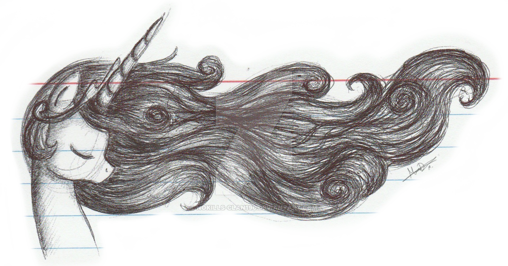 Princess Celestia Pen Drawing By Nokills - Drawing (1024x536), Png Download