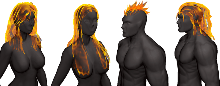 The Fire Hire Pack Adds The Fire Texture To All The - Fire Hair Texture (734x300), Png Download