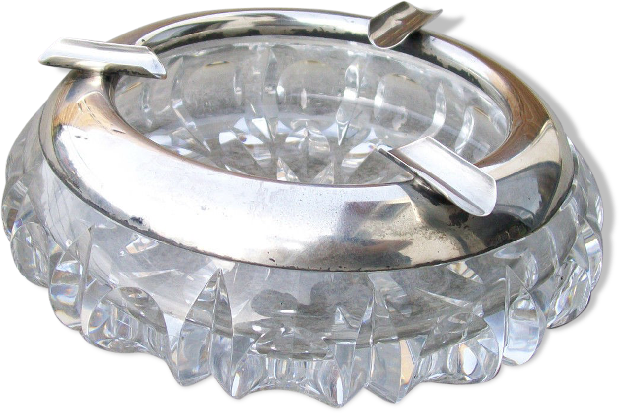 Old Ashtray Crystal And Sterling Silver - Lead Glass (1457x1457), Png Download