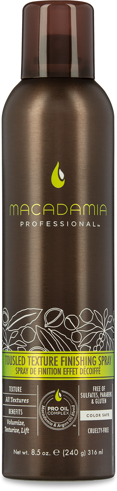 Macadamia Hair Tousled Texture Finishing Spray - 8.5 (650x1857), Png Download