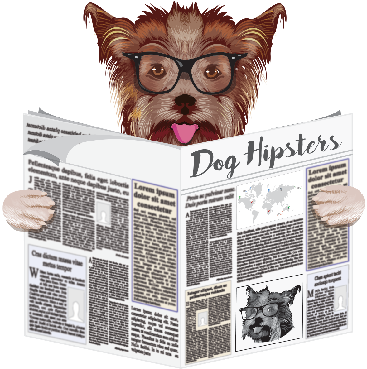 Dog Hipsters News - Poster (1200x1200), Png Download