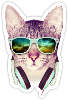 Hipster Cat With Glasses Space Nebula 2 By Mullianred - Cat - Hipster Cat T Shirt & Hoodie (375x360), Png Download