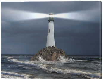 Lighthouse With A Beam Of Light Canvas Print • Pixers® - Lighthouse (400x400), Png Download