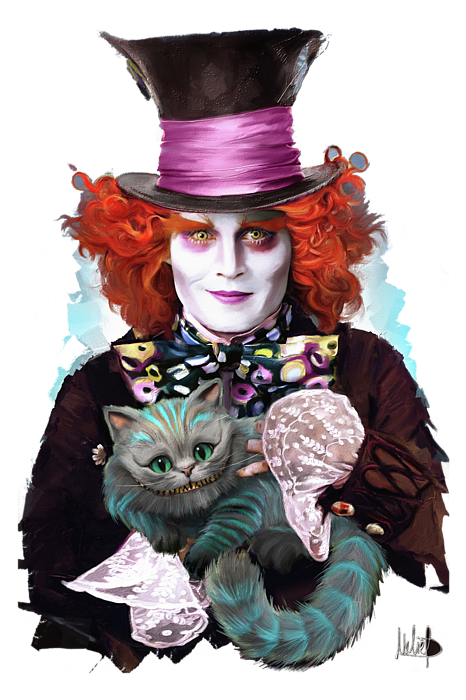 Click And Drag To Re-position The Image, If Desired - Mad Hatter And Cheshire Cat (466x700), Png Download