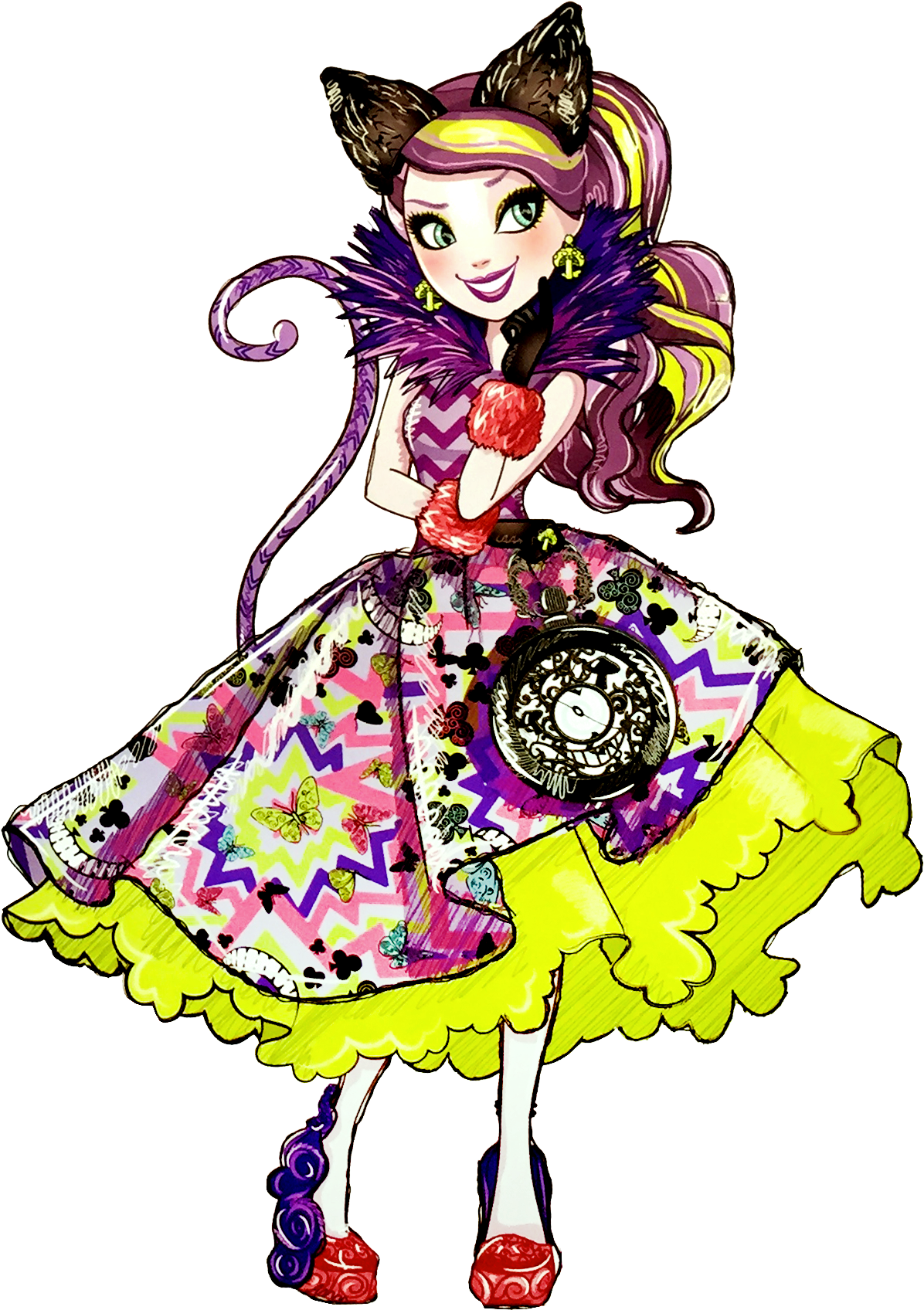 Cheshire Cat Ever After High Doll Drawing Alice - Ever After High Way Too Wonderland Kitty Cheshire (1262x1746), Png Download