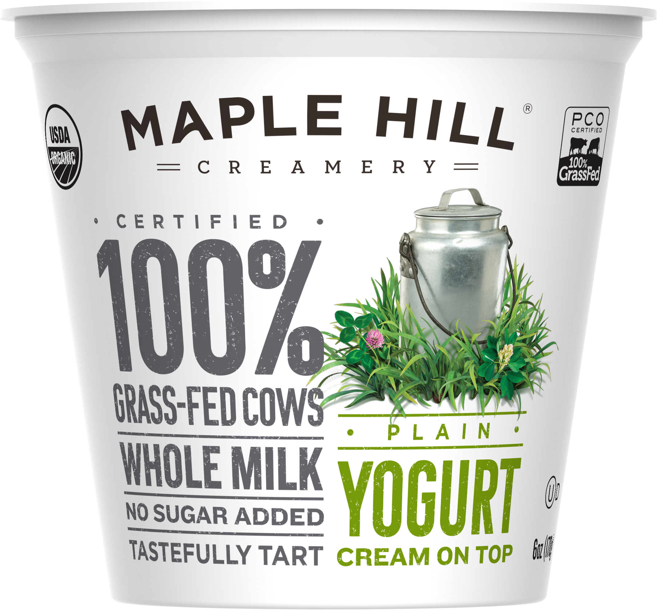 Maple Hill Creamery Organic Yogurt - Maple Hill Creamery Creamline Plain Yogurt - 6 Oz Tub (2137x1985), Png Download