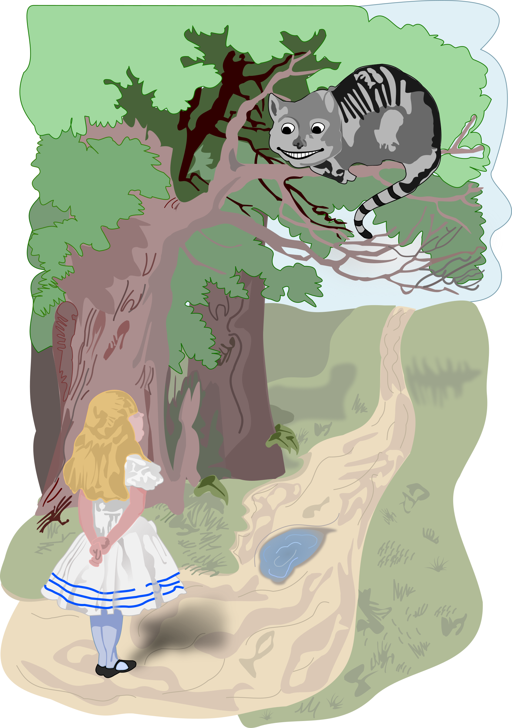 Cheshire Cat Clipart Transparent - Alice And Cheshire Png (1689x2400), Png Download
