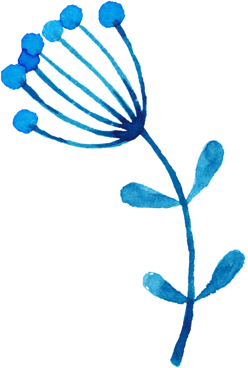 Este Fundos É Graceful Watercolor Hand-painted Flowers - Blumenmonogramm-raum-anmerkungs-karten-blau-blumen (1024x1518), Png Download