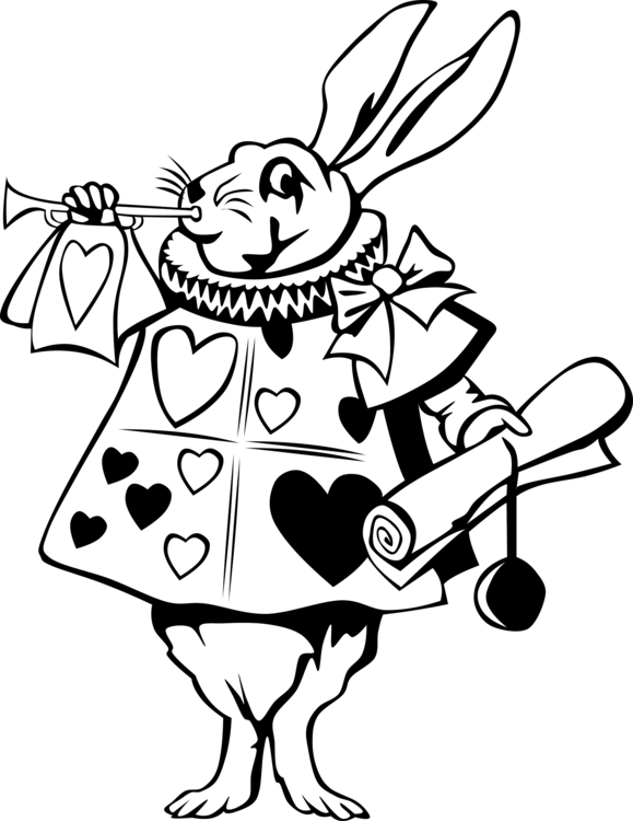 White Rabbit Alice's Adventures In Wonderland Mad Hatter - Alice In Wonderland Characters Drawings (579x750), Png Download