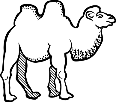 Animal Bactrian Camel Camel Animal Camel C - Camel In Clip Art Black And White (387x340), Png Download