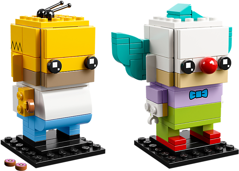 Homer Simpson & Krusty The Clown - Lego Brickheadz (800x600), Png Download
