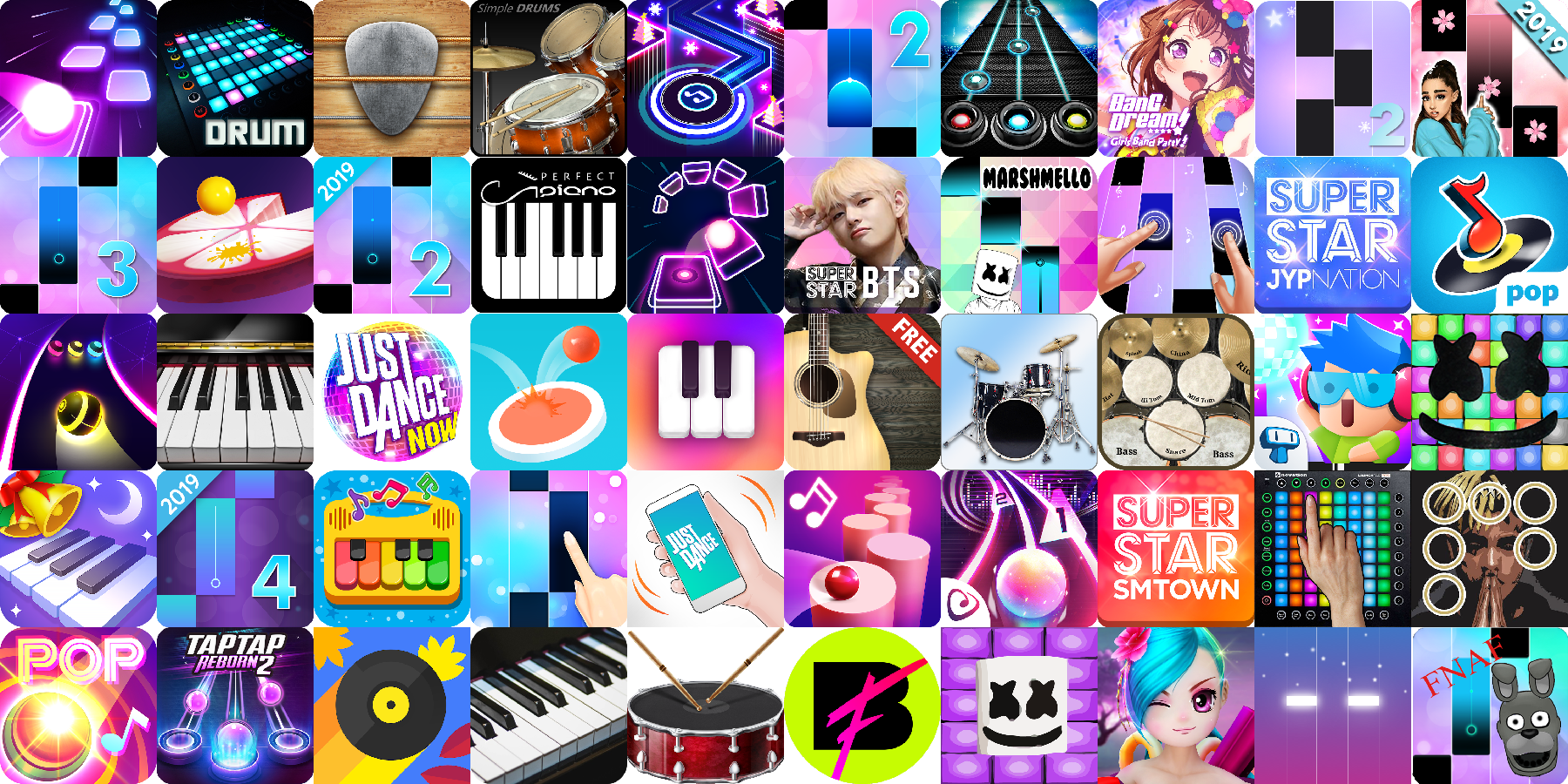 App Icons Of Top 50 Mobile Games In The Us Play Store - Collage (1800x900), Png Download
