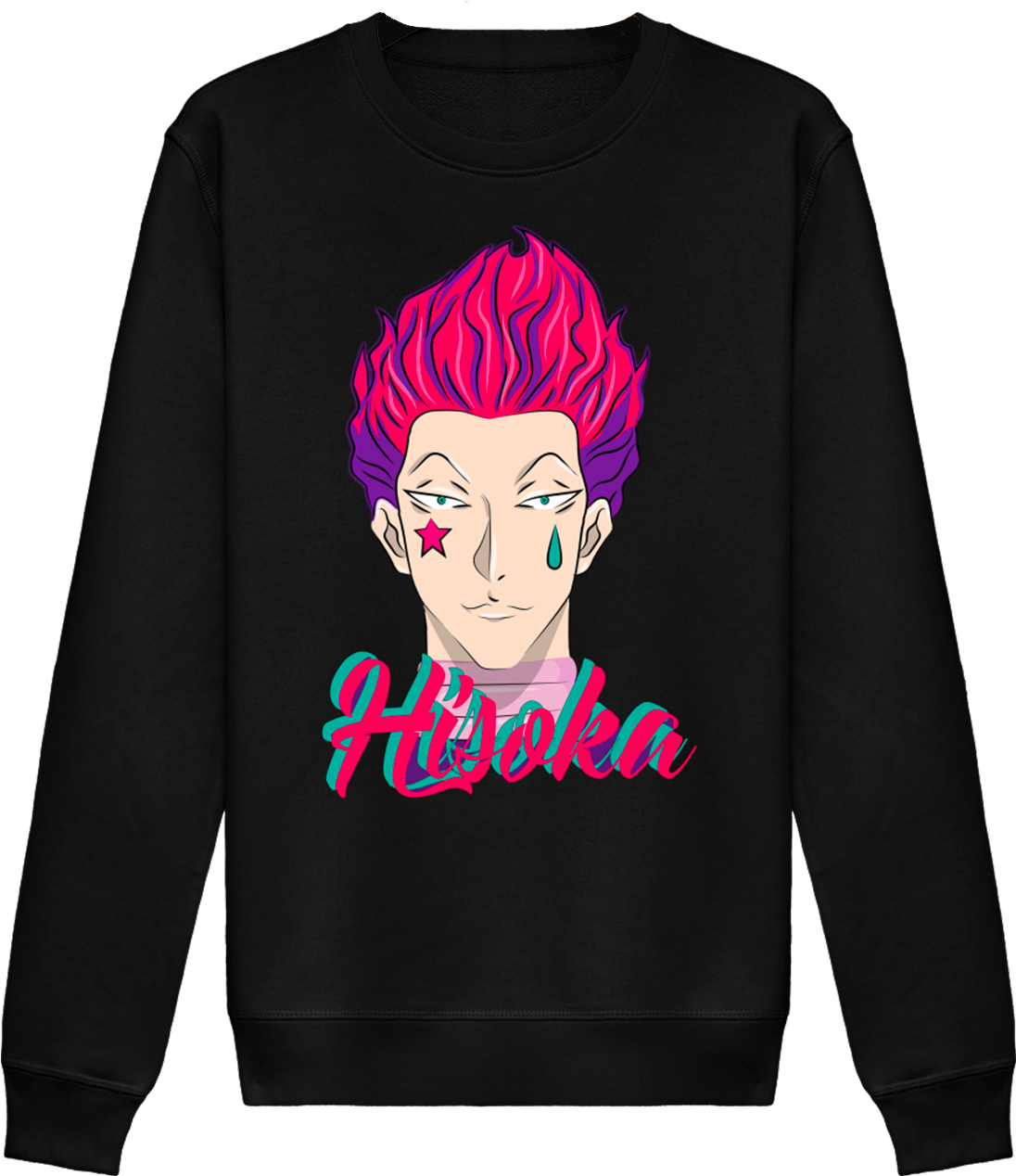 Pull Unisexe Noir Hisoka Morow D'hunter X Hunter Fait - Long-sleeved T-shirt (1111x1268), Png Download