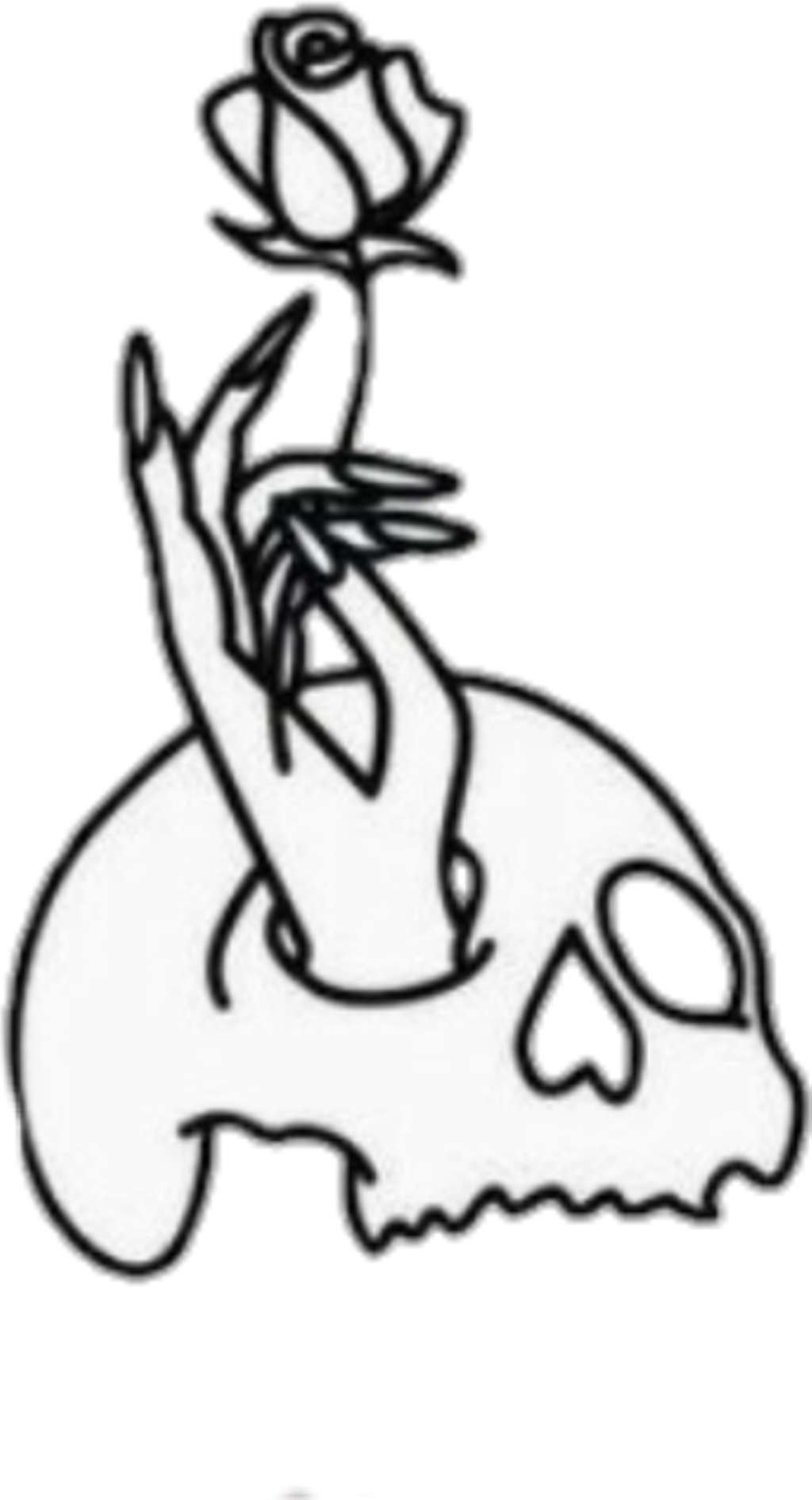 #hands #minimalism #cute #skull #flower - Rose Outline (1024x1890), Png Download
