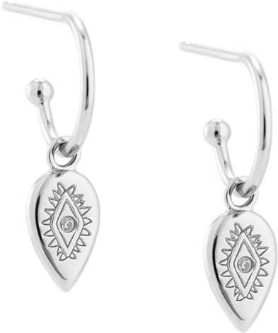 Etched Teardrop Hoops Image - Earrings (939x1024), Png Download