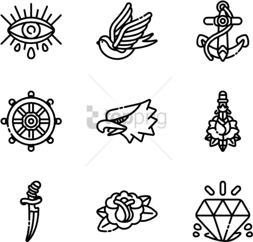 Free Png Download Old School Tattoo Png Images Background - Old School Tattoo Icon (850x813), Png Download
