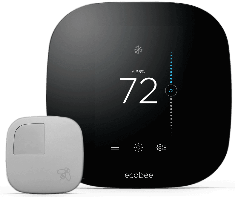 Ecobee3 Homekit Thermostat Image - Black Non Programmable Thermostat (786x672), Png Download