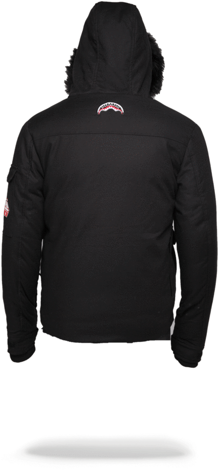 Sprayground- Solid Black Chopper Jacket Outerwear - Hoodie (802x1023), Png Download
