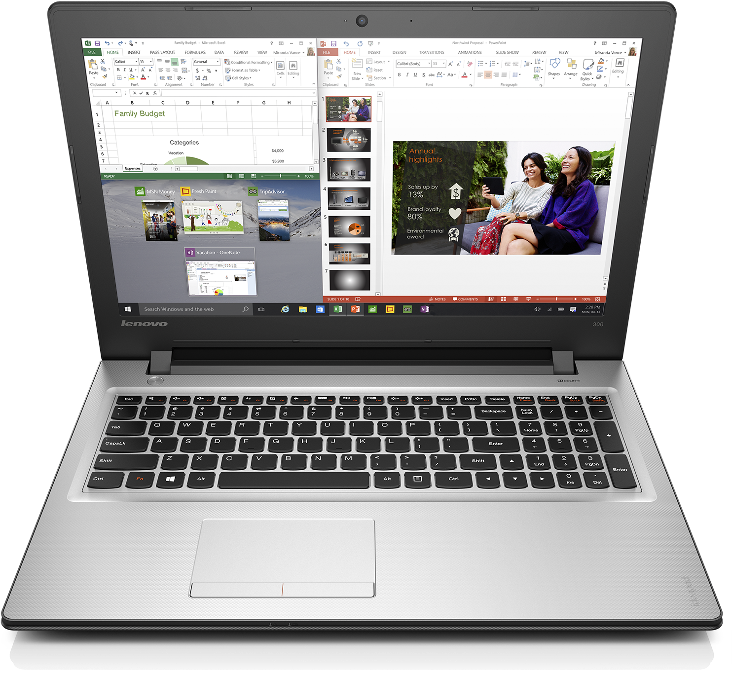 Ideapad 300 15 Silver 05 Multitasking Snap 2016 06 (1500x1418), Png Download